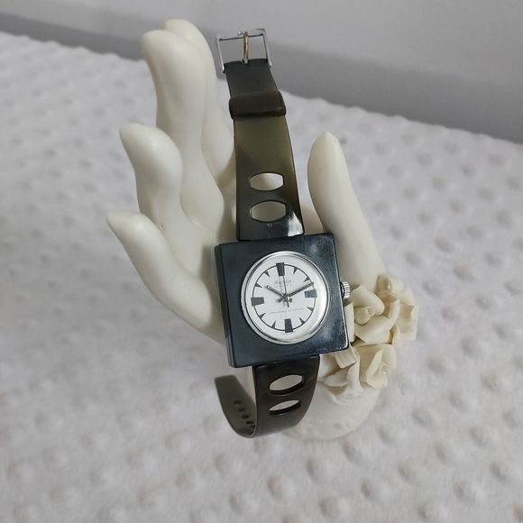 90s Hamlin Black Watch Astromatic Square Swiss Unbreakable Mainspring Chancellor - Picture 9 of 13